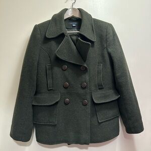 Tommy Hilfiger Women’s Double Breasted Wool Pea Coat Forest Green Size 10